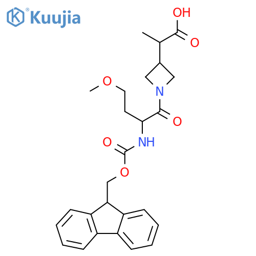2-{1-2-({(9H-fluoren-9-yl)methoxycarbonyl}amino)-4-methoxybutanoylazetidin-3-yl}propanoic acid structure