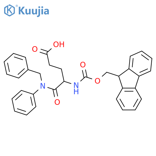 4-benzyl(phenyl)carbamoyl-4-({(9H-fluoren-9-yl)methoxycarbonyl}amino)butanoic acid structure