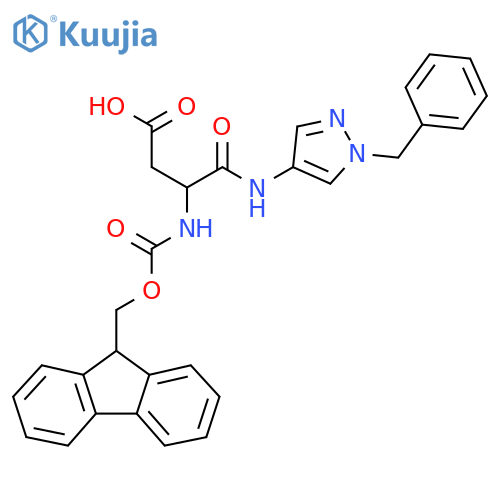 3-(1-benzyl-1H-pyrazol-4-yl)carbamoyl-3-({(9H-fluoren-9-yl)methoxycarbonyl}amino)propanoic acid structure
