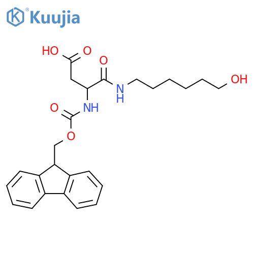 3-({(9H-fluoren-9-yl)methoxycarbonyl}amino)-3-(6-hydroxyhexyl)carbamoylpropanoic acid structure