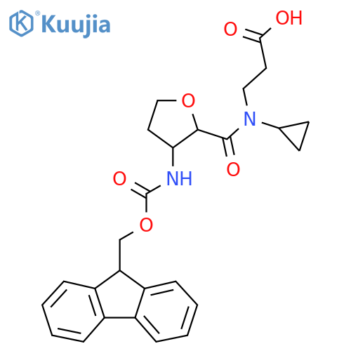 3-{N-cyclopropyl-1-3-({(9H-fluoren-9-yl)methoxycarbonyl}amino)oxolan-2-ylformamido}propanoic acid structure