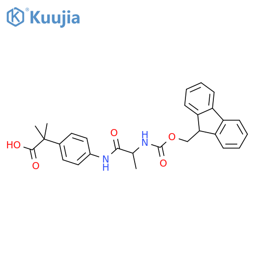 2-{4-2-({(9H-fluoren-9-yl)methoxycarbonyl}amino)propanamidophenyl}-2-methylpropanoic acid structure