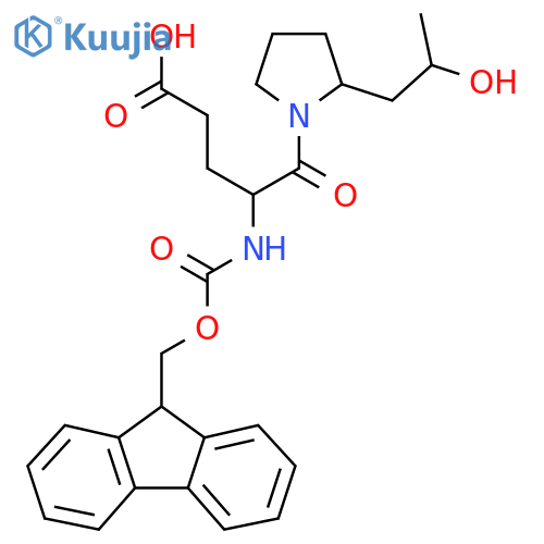 4-({(9H-fluoren-9-yl)methoxycarbonyl}amino)-5-2-(2-hydroxypropyl)pyrrolidin-1-yl-5-oxopentanoic acid structure