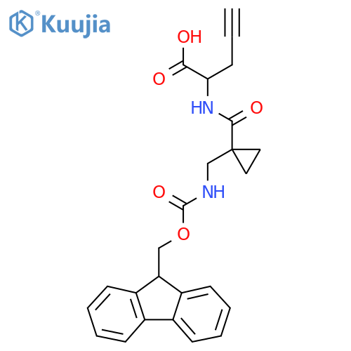 2-({1-({(9H-fluoren-9-yl)methoxycarbonyl}amino)methylcyclopropyl}formamido)pent-4-ynoic acid structure