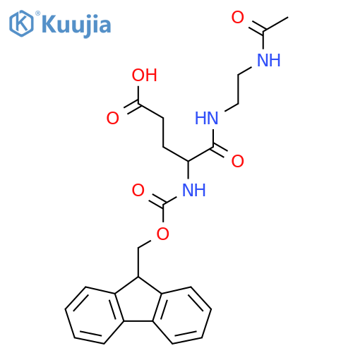 4-(2-acetamidoethyl)carbamoyl-4-({(9H-fluoren-9-yl)methoxycarbonyl}amino)butanoic acid structure