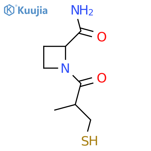 1-(2-methyl-3-sulfanylpropanoyl)azetidine-2-carboxamide structure