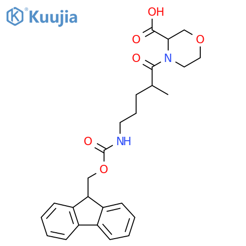 4-5-({(9H-fluoren-9-yl)methoxycarbonyl}amino)-2-methylpentanoylmorpholine-3-carboxylic acid structure