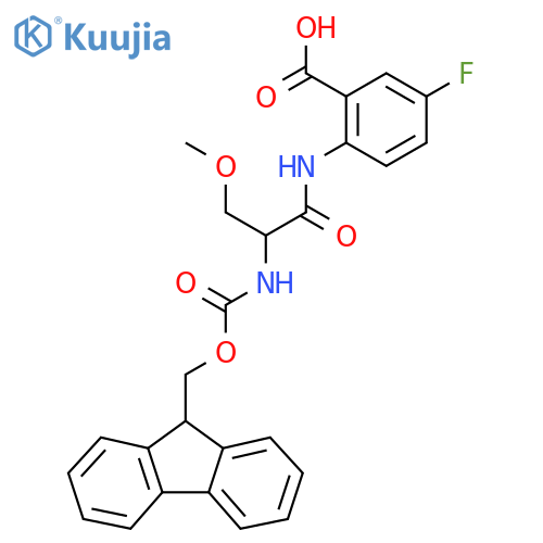 2-2-({(9H-fluoren-9-yl)methoxycarbonyl}amino)-3-methoxypropanamido-5-fluorobenzoic acid structure