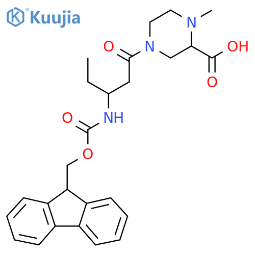 4-3-({(9H-fluoren-9-yl)methoxycarbonyl}amino)pentanoyl-1-methylpiperazine-2-carboxylic acid structure