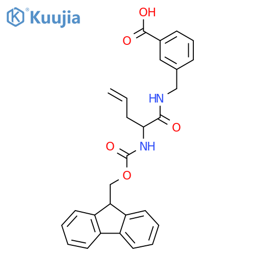 3-{2-({(9H-fluoren-9-yl)methoxycarbonyl}amino)pent-4-enamidomethyl}benzoic acid structure