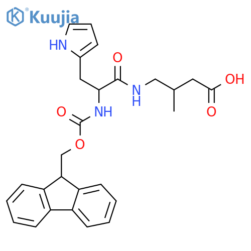 4-2-({(9H-fluoren-9-yl)methoxycarbonyl}amino)-3-(1H-pyrrol-2-yl)propanamido-3-methylbutanoic acid structure