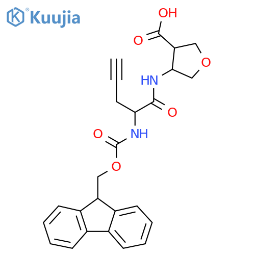 4-[2-({[(9H-fluoren-9-yl)methoxy]carbonyl}amino)pent-4-ynamido]oxolane-3-carboxylic acid structure