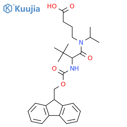 4-2-({(9H-fluoren-9-yl)methoxycarbonyl}amino)-3,3-dimethyl-N-(propan-2-yl)butanamidobutanoic acid structure