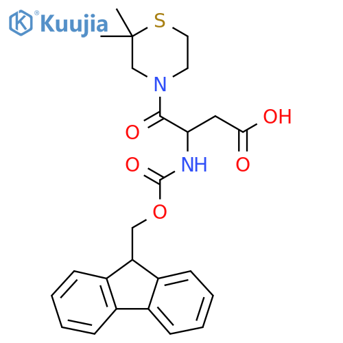 4-(2,2-dimethylthiomorpholin-4-yl)-3-({(9H-fluoren-9-yl)methoxycarbonyl}amino)-4-oxobutanoic acid structure