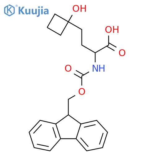 2-({(9H-fluoren-9-yl)methoxycarbonyl}amino)-4-(1-hydroxycyclobutyl)butanoic acid structure