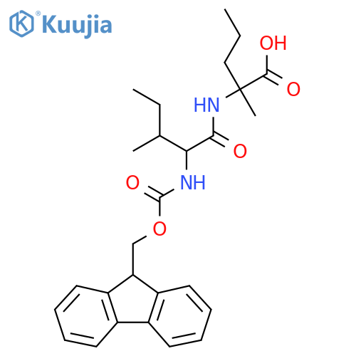 2-2-({(9H-fluoren-9-yl)methoxycarbonyl}amino)-3-methylpentanamido-2-methylpentanoic acid structure