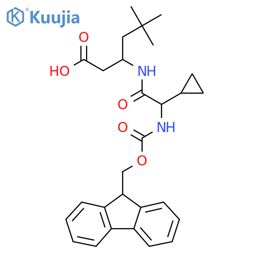 3-2-cyclopropyl-2-({(9H-fluoren-9-yl)methoxycarbonyl}amino)acetamido-5,5-dimethylhexanoic acid structure