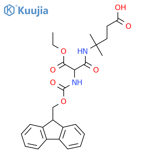 4-2-(ethyl carboxy)-2-({(9H-fluoren-9-yl)methoxycarbonyl}amino)acetamido-4-methylpentanoic acid structure
