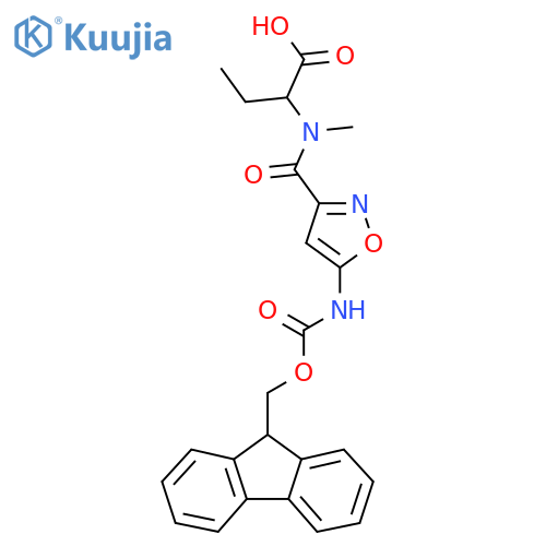 2-{1-5-({(9H-fluoren-9-yl)methoxycarbonyl}amino)-1,2-oxazol-3-yl-N-methylformamido}butanoic acid structure