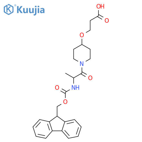 3-({1-2-({(9H-fluoren-9-yl)methoxycarbonyl}amino)propanoylpiperidin-4-yl}oxy)propanoic acid structure