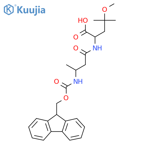 2-3-({(9H-fluoren-9-yl)methoxycarbonyl}amino)butanamido-4-methoxy-4-methylpentanoic acid structure