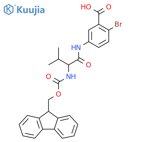 2-bromo-5-2-({(9H-fluoren-9-yl)methoxycarbonyl}amino)-3-methylbutanamidobenzoic acid structure