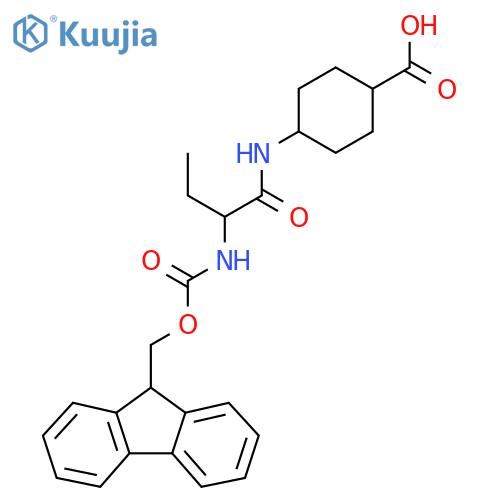 4-2-({(9H-fluoren-9-yl)methoxycarbonyl}amino)butanamidocyclohexane-1-carboxylic acid structure