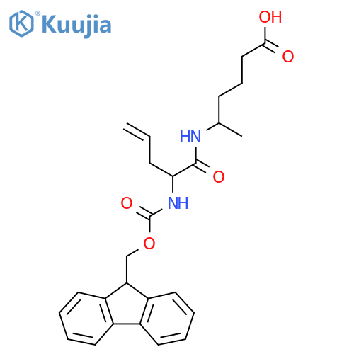 5-2-({(9H-fluoren-9-yl)methoxycarbonyl}amino)pent-4-enamidohexanoic acid structure
