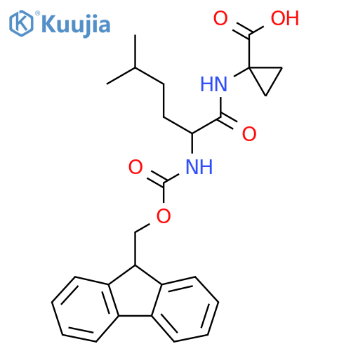 1-2-({(9H-fluoren-9-yl)methoxycarbonyl}amino)-5-methylhexanamidocyclopropane-1-carboxylic acid structure
