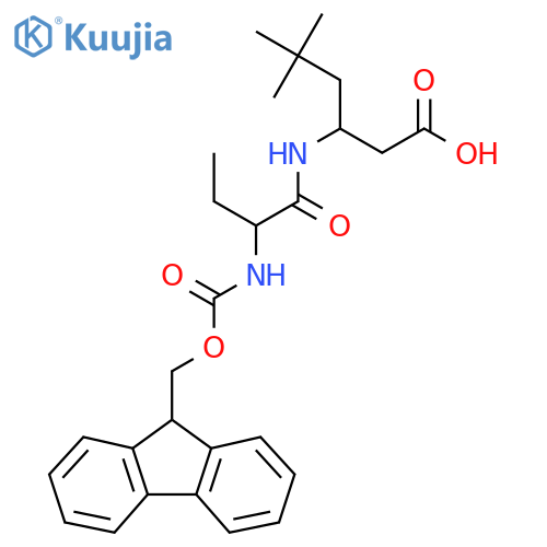 3-2-({(9H-fluoren-9-yl)methoxycarbonyl}amino)butanamido-5,5-dimethylhexanoic acid structure