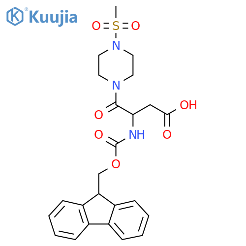 3-({(9H-fluoren-9-yl)methoxycarbonyl}amino)-4-(4-methanesulfonylpiperazin-1-yl)-4-oxobutanoic acid structure
