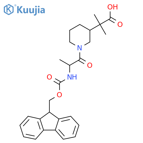 2-{1-2-({(9H-fluoren-9-yl)methoxycarbonyl}amino)propanoylpiperidin-3-yl}-2-methylpropanoic acid structure