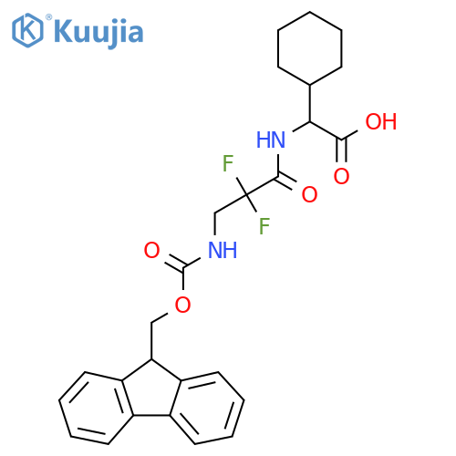 2-cyclohexyl-2-3-({(9H-fluoren-9-yl)methoxycarbonyl}amino)-2,2-difluoropropanamidoacetic acid structure