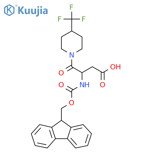 3-({(9H-fluoren-9-yl)methoxycarbonyl}amino)-4-oxo-4-4-(trifluoromethyl)piperidin-1-ylbutanoic acid structure