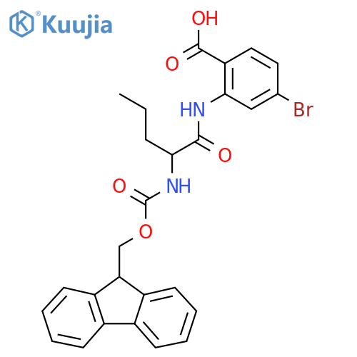4-bromo-2-2-({(9H-fluoren-9-yl)methoxycarbonyl}amino)pentanamidobenzoic acid structure