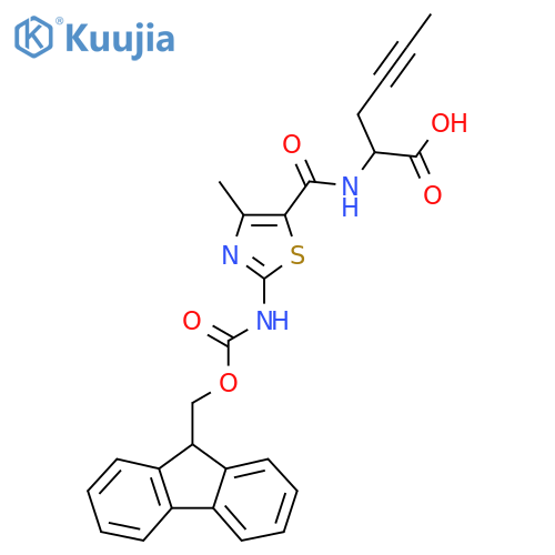 2-{2-({(9H-fluoren-9-yl)methoxycarbonyl}amino)-4-methyl-1,3-thiazol-5-ylformamido}hex-4-ynoic acid structure
