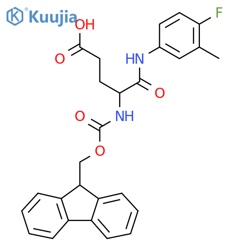 4-({(9H-fluoren-9-yl)methoxycarbonyl}amino)-4-(4-fluoro-3-methylphenyl)carbamoylbutanoic acid structure