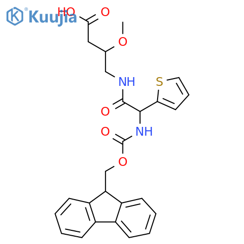 4-2-({(9H-fluoren-9-yl)methoxycarbonyl}amino)-2-(thiophen-2-yl)acetamido-3-methoxybutanoic acid structure