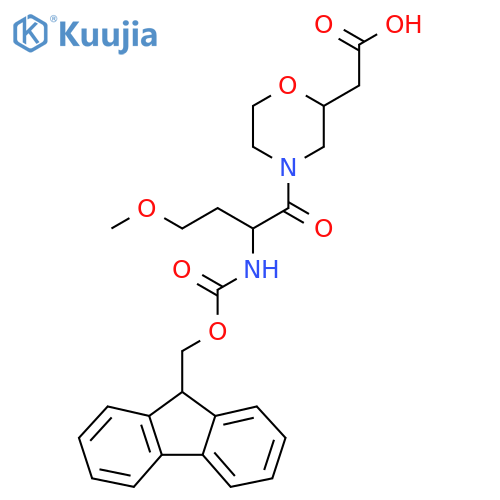 2-{4-2-({(9H-fluoren-9-yl)methoxycarbonyl}amino)-4-methoxybutanoylmorpholin-2-yl}acetic acid structure