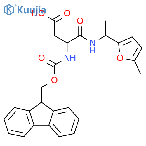 3-({(9H-fluoren-9-yl)methoxycarbonyl}amino)-3-{1-(5-methylfuran-2-yl)ethylcarbamoyl}propanoic acid structure