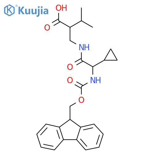 2-{2-cyclopropyl-2-({(9H-fluoren-9-yl)methoxycarbonyl}amino)acetamidomethyl}-3-methylbutanoic acid structure