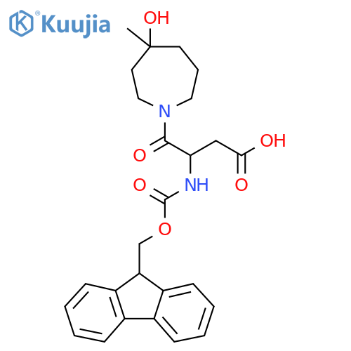 3-({(9H-fluoren-9-yl)methoxycarbonyl}amino)-4-(4-hydroxy-4-methylazepan-1-yl)-4-oxobutanoic acid structure