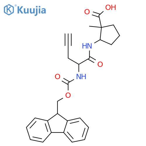2-2-({(9H-fluoren-9-yl)methoxycarbonyl}amino)pent-4-ynamido-1-methylcyclopentane-1-carboxylic acid structure