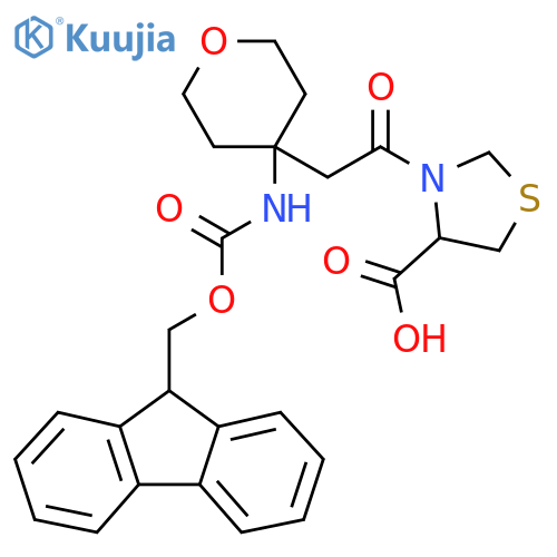 3-{2-4-({(9H-fluoren-9-yl)methoxycarbonyl}amino)oxan-4-ylacetyl}-1,3-thiazolidine-4-carboxylic acid structure