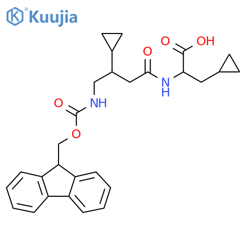 3-cyclopropyl-2-3-cyclopropyl-4-({(9H-fluoren-9-yl)methoxycarbonyl}amino)butanamidopropanoic acid structure