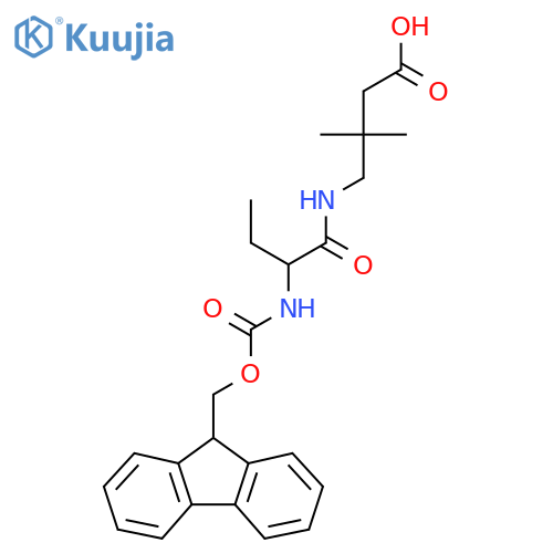 4-2-({(9H-fluoren-9-yl)methoxycarbonyl}amino)butanamido-3,3-dimethylbutanoic acid structure