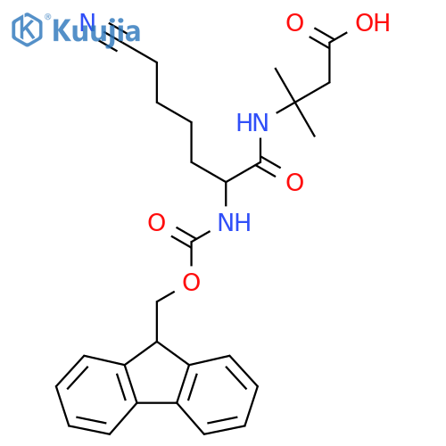 3-6-cyano-2-({(9H-fluoren-9-yl)methoxycarbonyl}amino)hexanamido-3-methylbutanoic acid structure