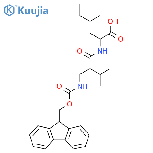 2-{2-({(9H-fluoren-9-yl)methoxycarbonyl}amino)methyl-3-methylbutanamido}-4-methylhexanoic acid structure