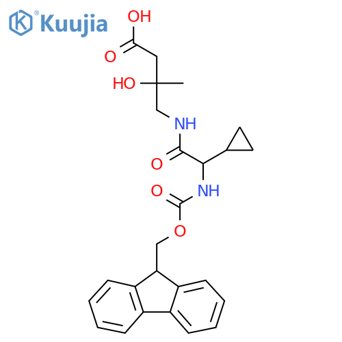 4-2-cyclopropyl-2-({(9H-fluoren-9-yl)methoxycarbonyl}amino)acetamido-3-hydroxy-3-methylbutanoic acid structure