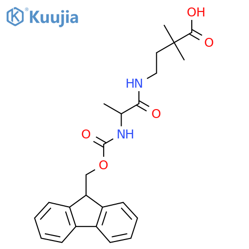4-2-({(9H-fluoren-9-yl)methoxycarbonyl}amino)propanamido-2,2-dimethylbutanoic acid structure